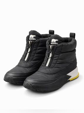 Sorel Black Puff Zip-Up Ankle Boots Waterproof